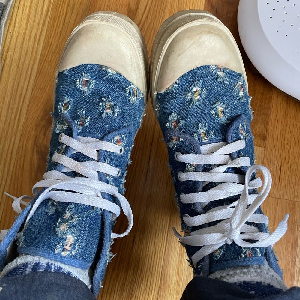 VTG ESNY denim platform sneaker boots. 7.5